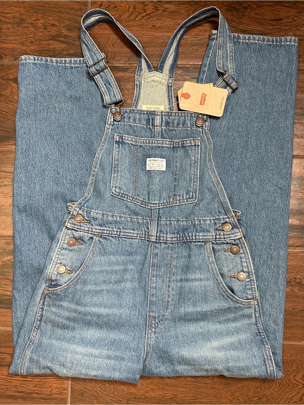 Levi’s Denim Medium Wash Straight Leg Jeans Overalls Women’s Size XS